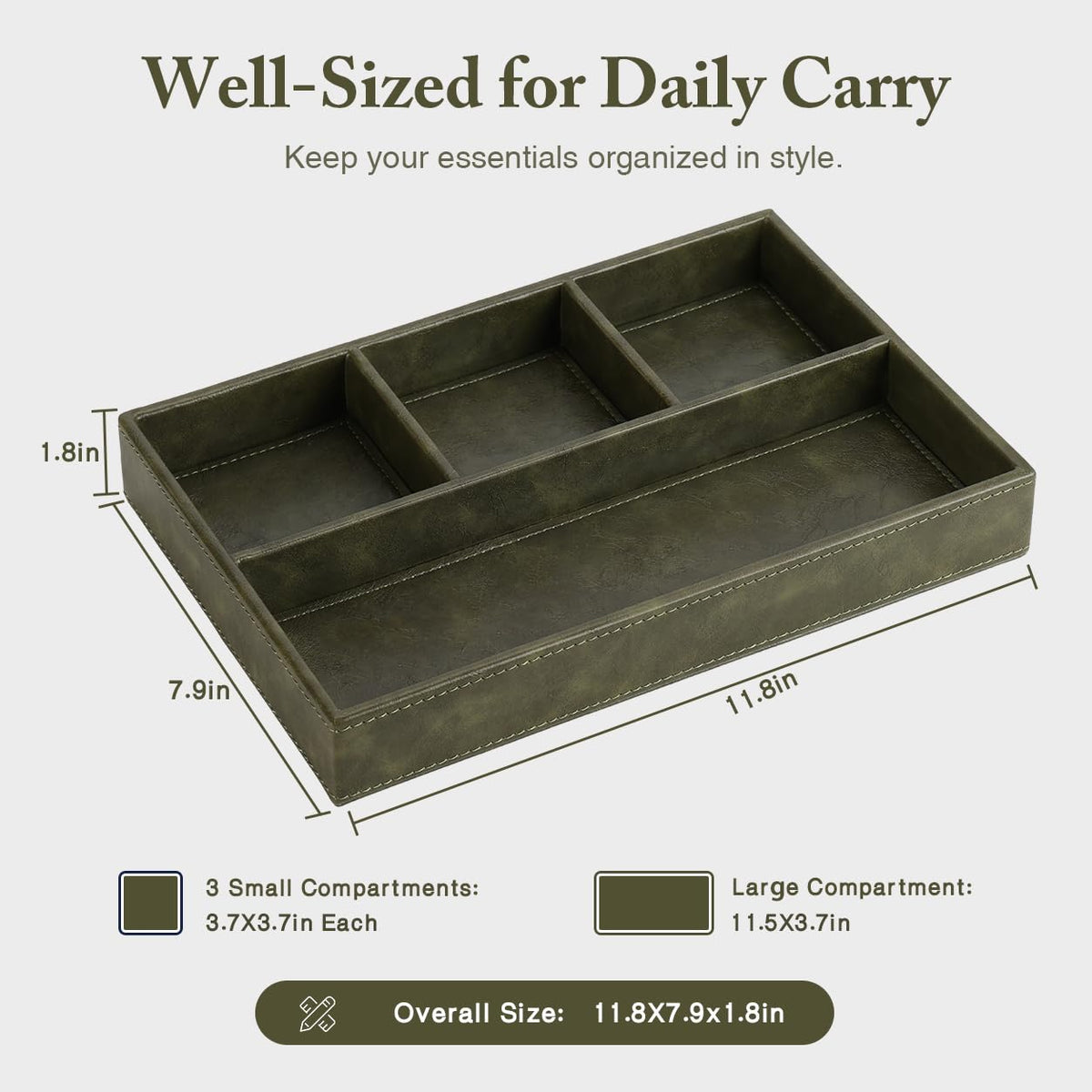 GORESE Valet Tray for Men Leather Tray EDC Desk Organizer - GORESE Official Imagery - 3