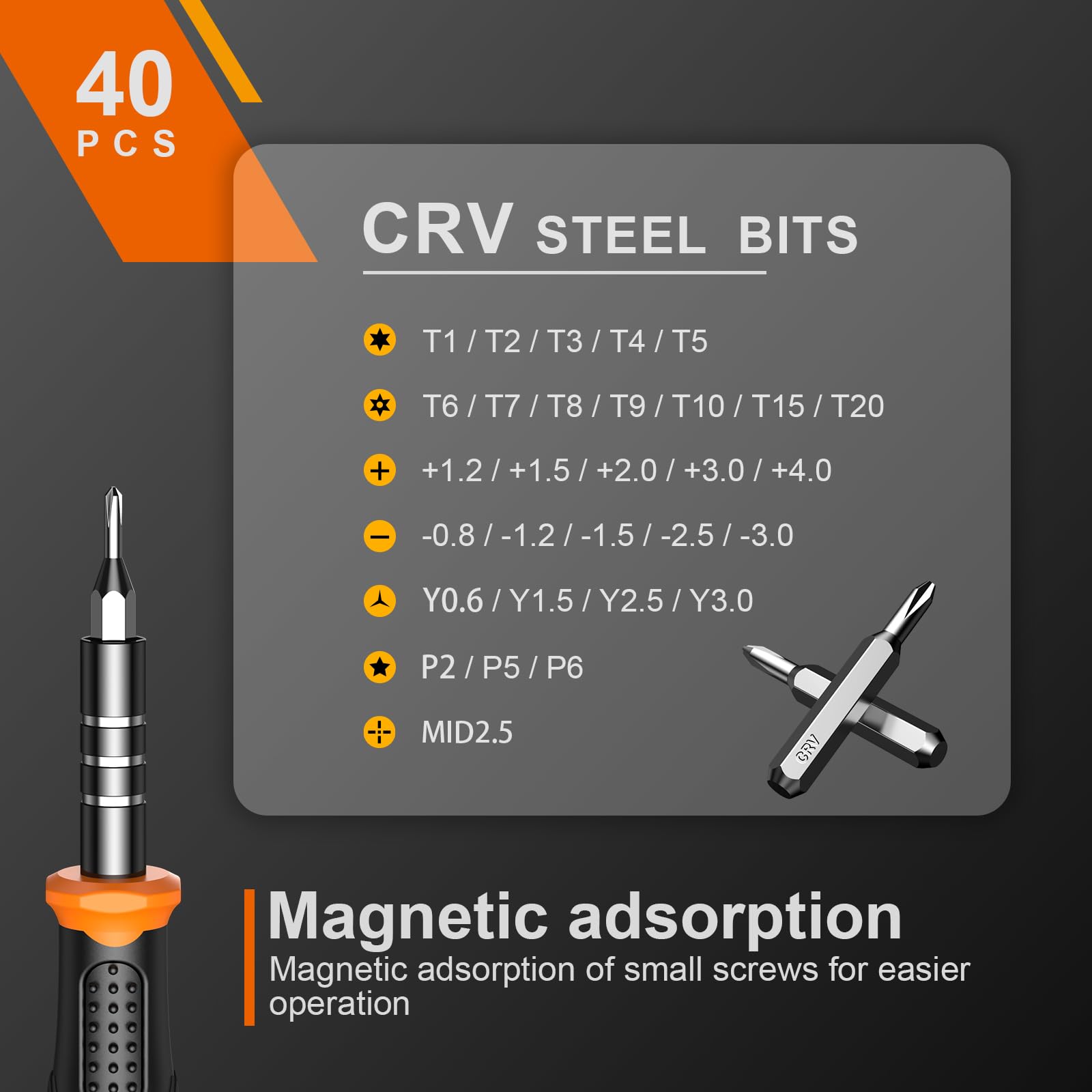 JOREST Small Precision Screwdriver Set with Torx Triwing Phillips by Jorest - Angle View 4