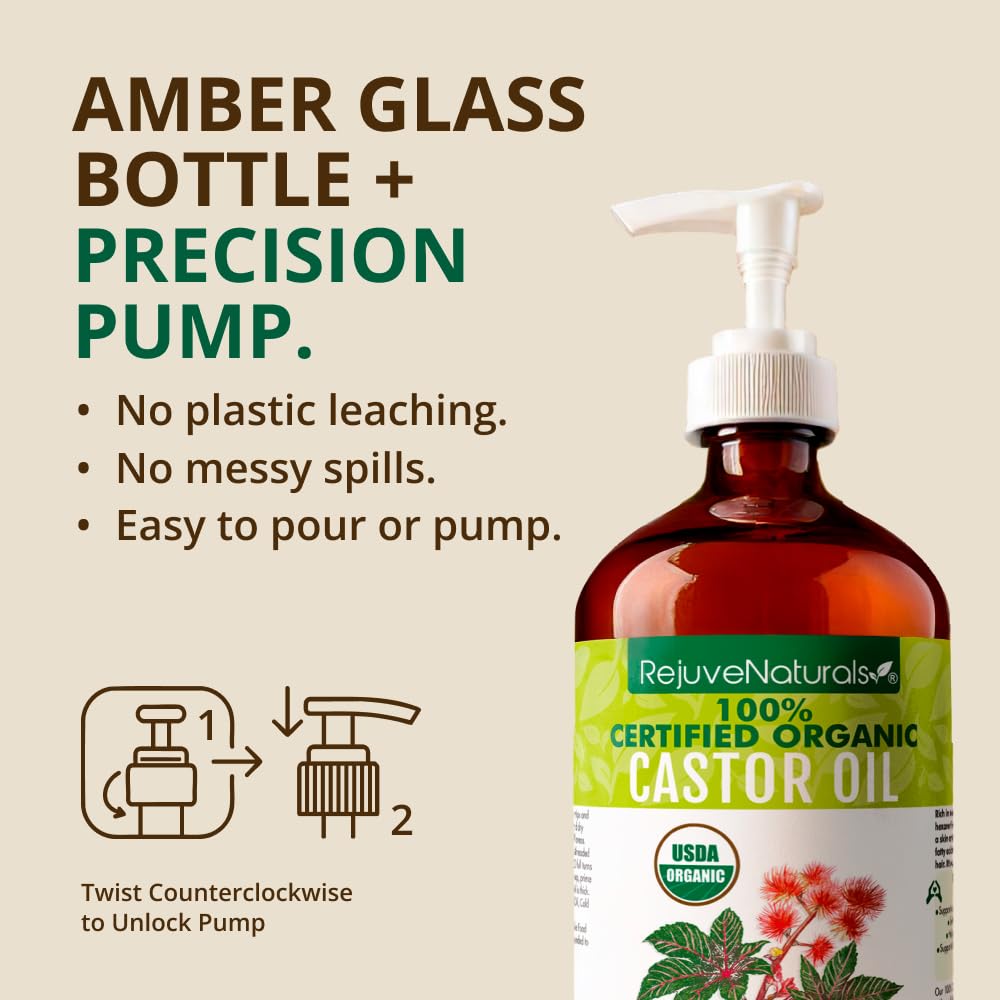 RejuveNaturals Castor Oil   USDA Certified Organic, 100% Pure, Co - RejuveNaturals Official Product View 9