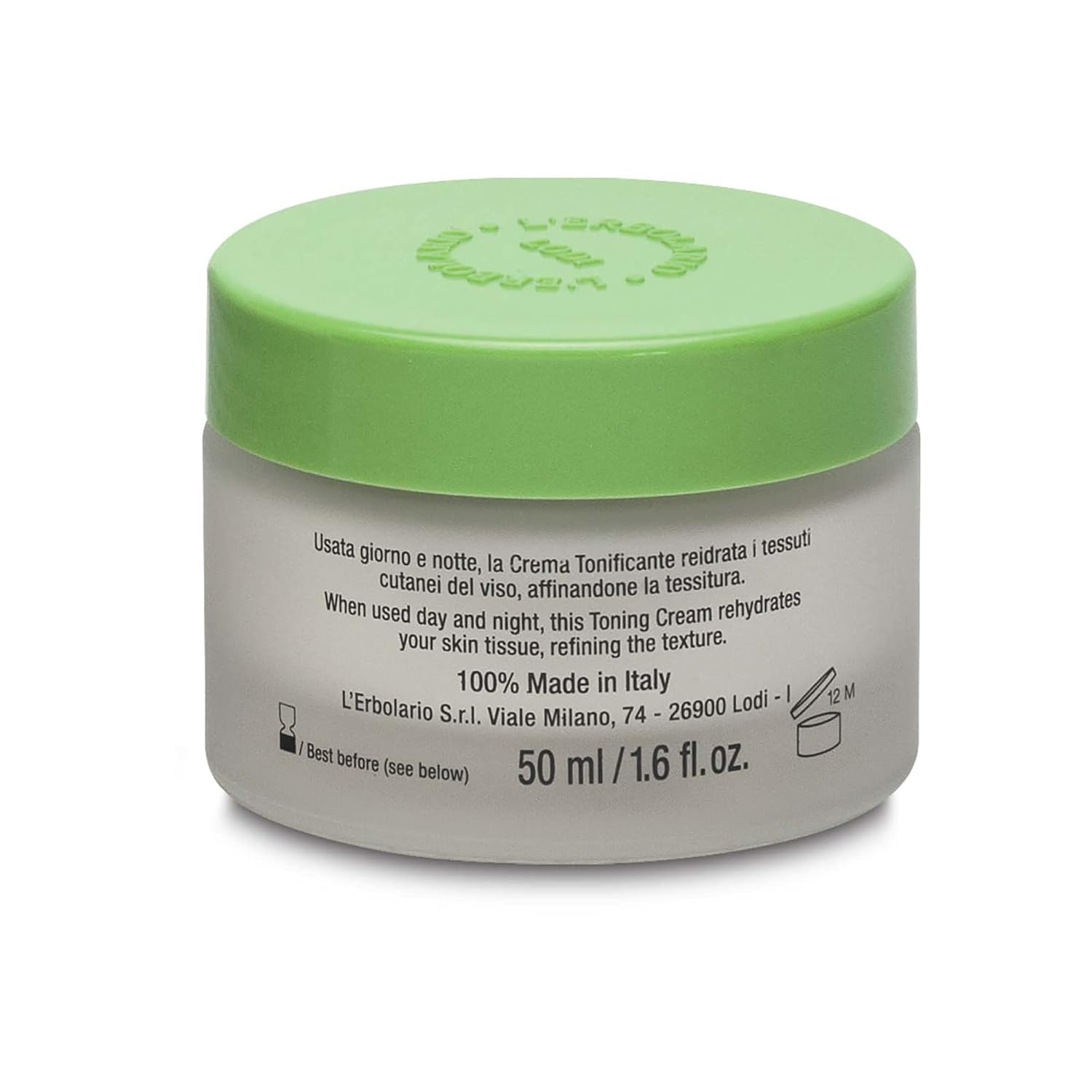 L'Erbolario face cream with Ginkgo Biloba and Red Grape, shown in a jar, designed to help cover and brighten the skin.