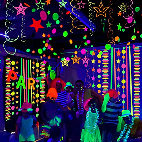 540feet Paper UV Neon Garland Neon Streamers Glow in The Dark - Product Imagery