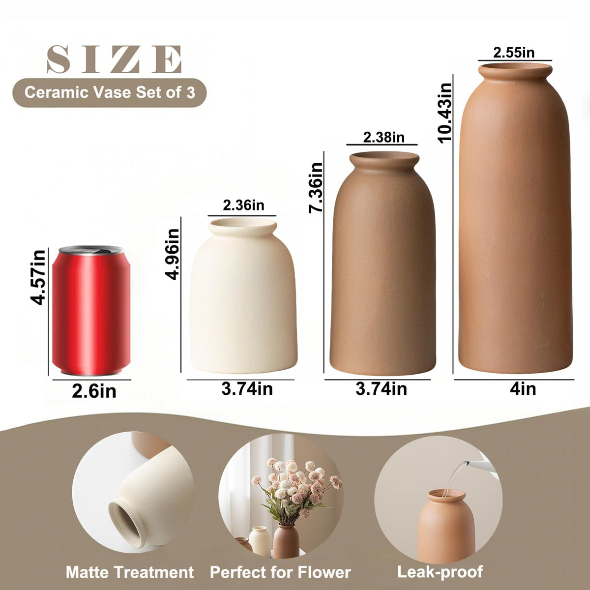 Large Decorative Ceramic Vase Set 3 Pieces Nordic Modern - TINCTOTNIC Official Imagery - 4