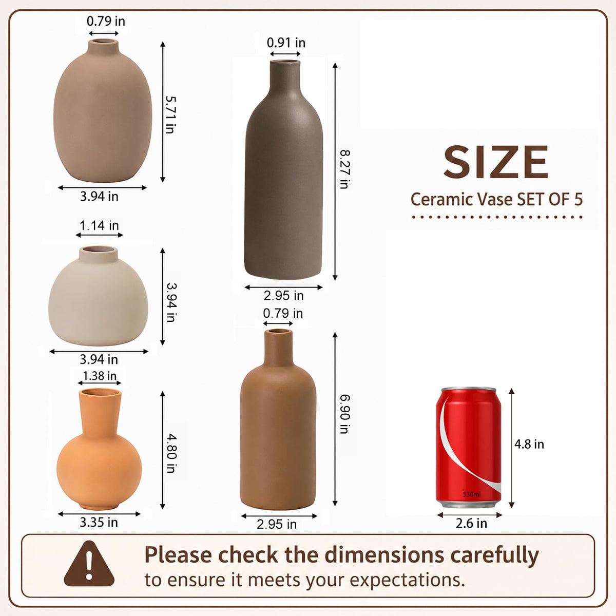 Neutral Ceramic Vase Set 5 Matte Earth Tone Vases for - OLACHIKKO Official Imagery - 4
