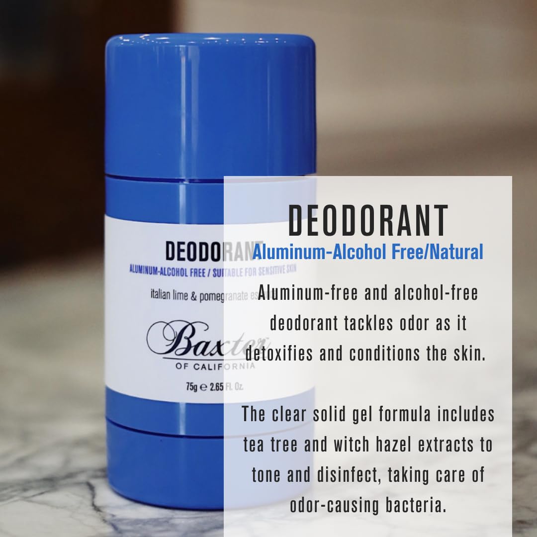 Baxter of California Deodorant, Aluminum & Alcohol-Free Clear Stick, Italian Lime and Pomegranate Essence, 2.65 Ounce