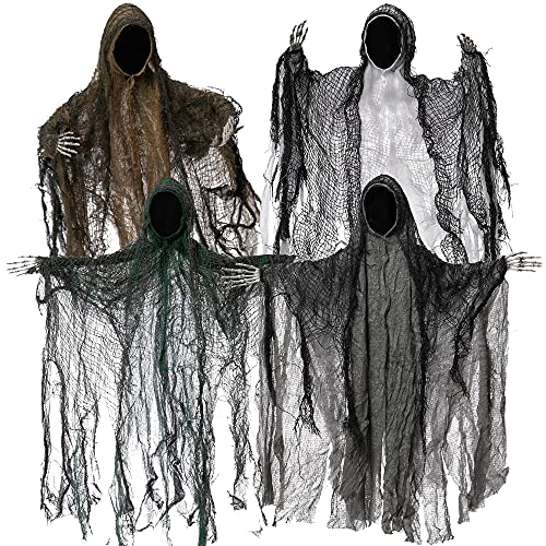 JOYIN 4 Pack 19'' Halloween Hanging Ghost Decoration Outdoor, - Product Imagery