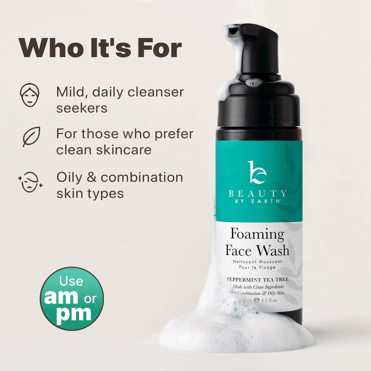 Foaming Face Wash Cleanser USA Made with Natural Organic - Beauty by Earth Official Imagery - 8