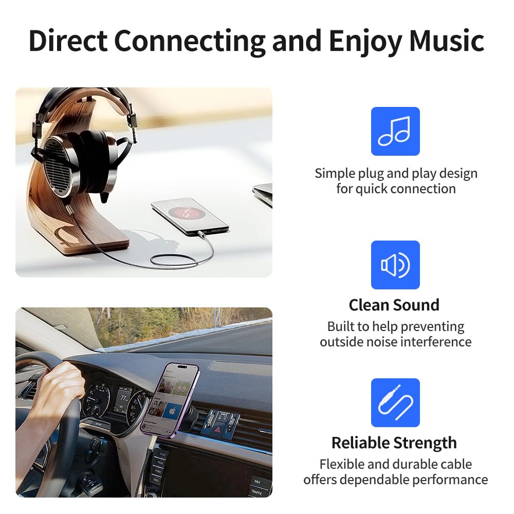 XANHAM 3.5mm TRS Stereo Aux Cable 3.3 Feet /1M Auxiliary Audio Hi by XANHAM - Angle View 6