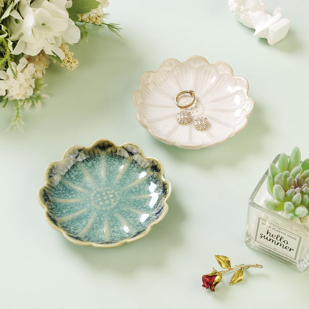 JAMEND CLXP Lotus Ring Holder Dish Small Indoor Ash Tray, Ceramic Dessert Plate - JAMEND CLXP Official Product View 6