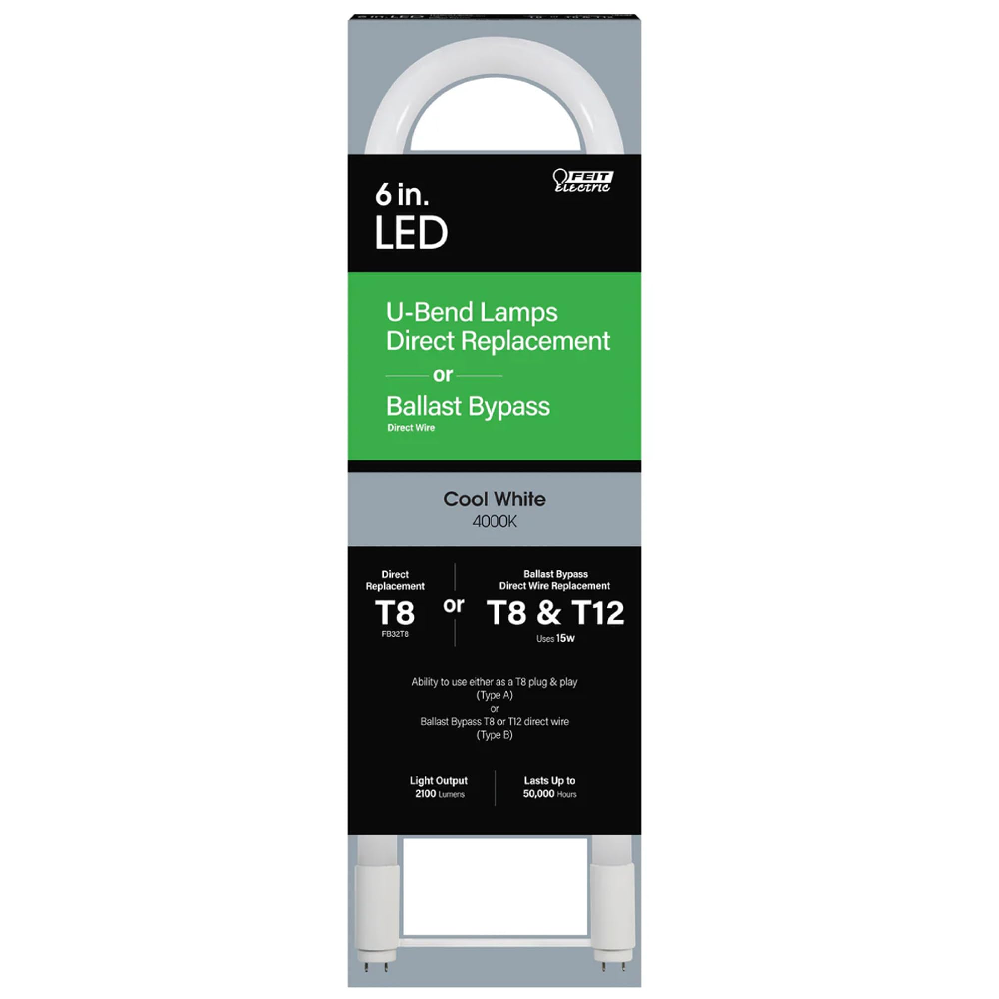 Feit Electric T8 U Bend LED Tube Light 15 Watts Replaces 32W - Feit Electric Official Imagery - 4