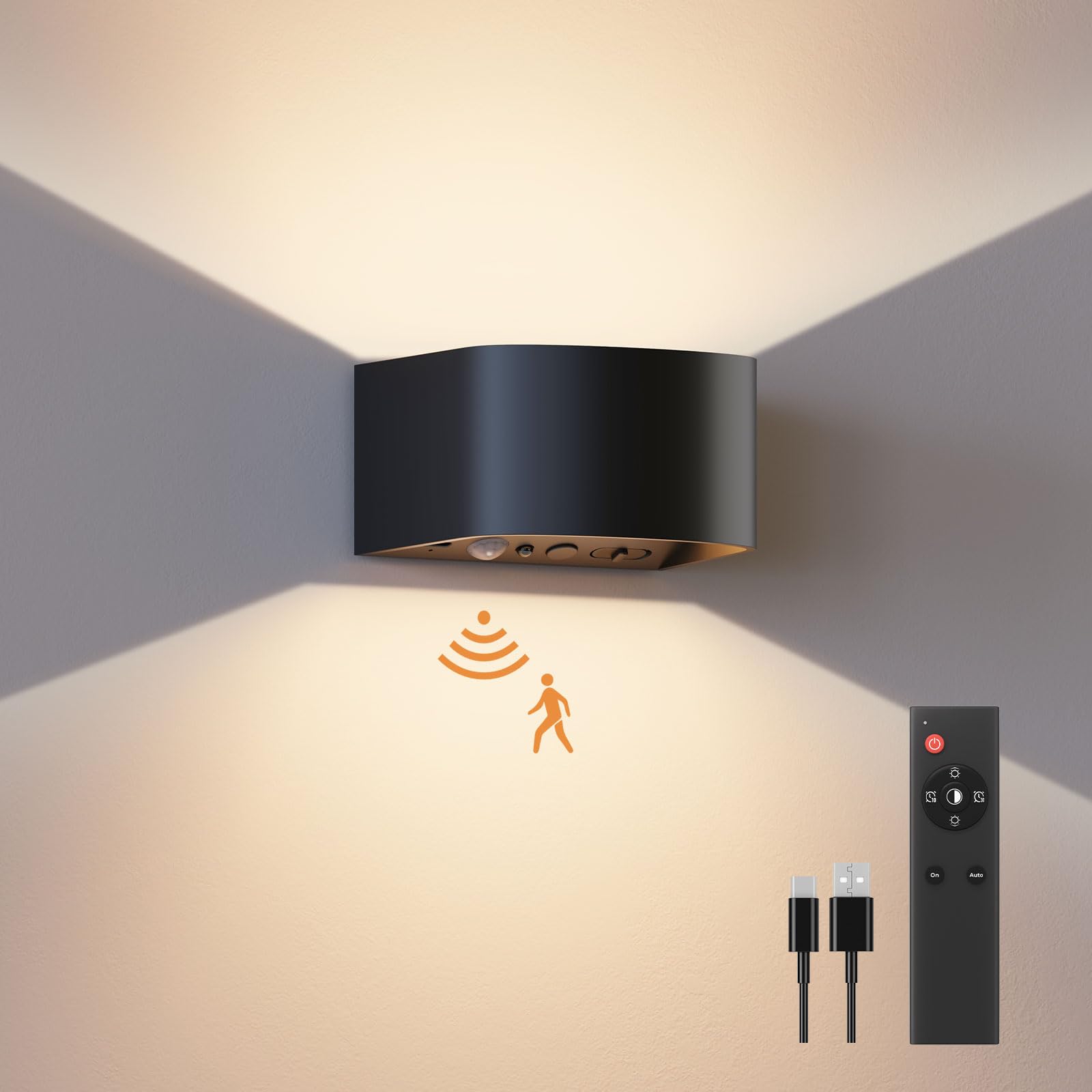 FULEN Motion Sensor Wall Lights with Remote Control 3 Colors Wireless Wall Lamp - FULEN Official Product View 1