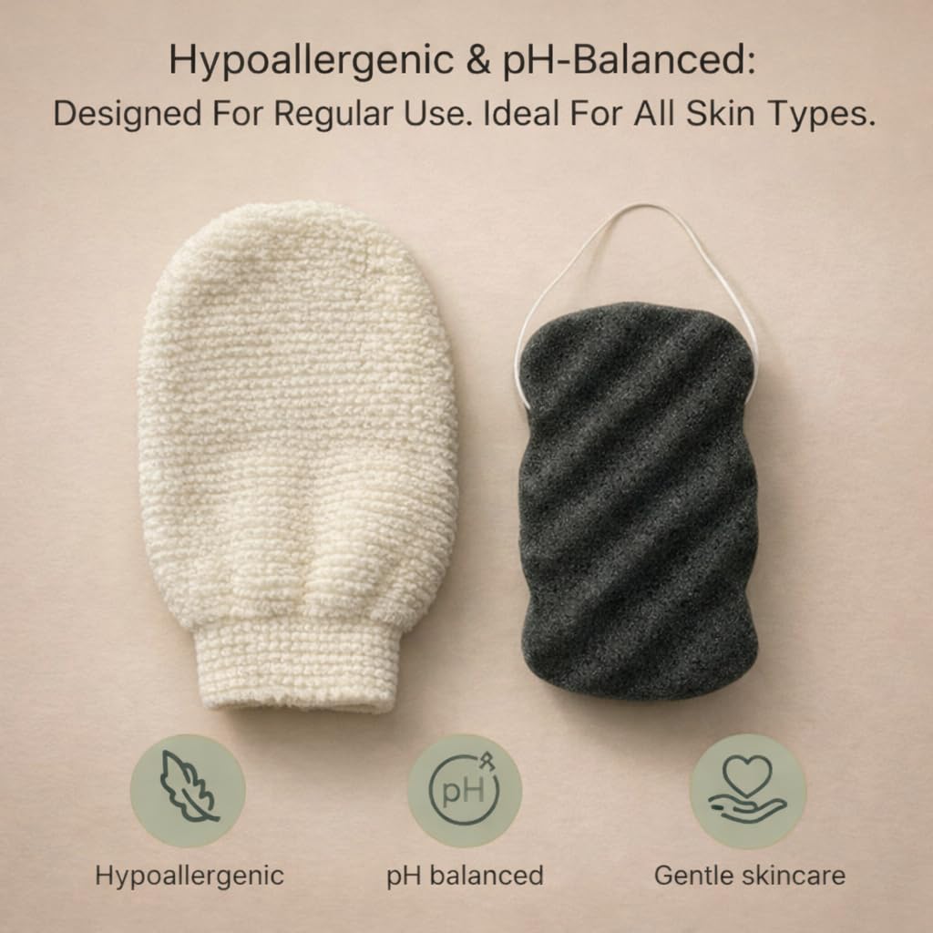 Korean Exfoliating Hemp Glove Konjac Body Sponge Set - ONE96NINE Official Imagery - 3