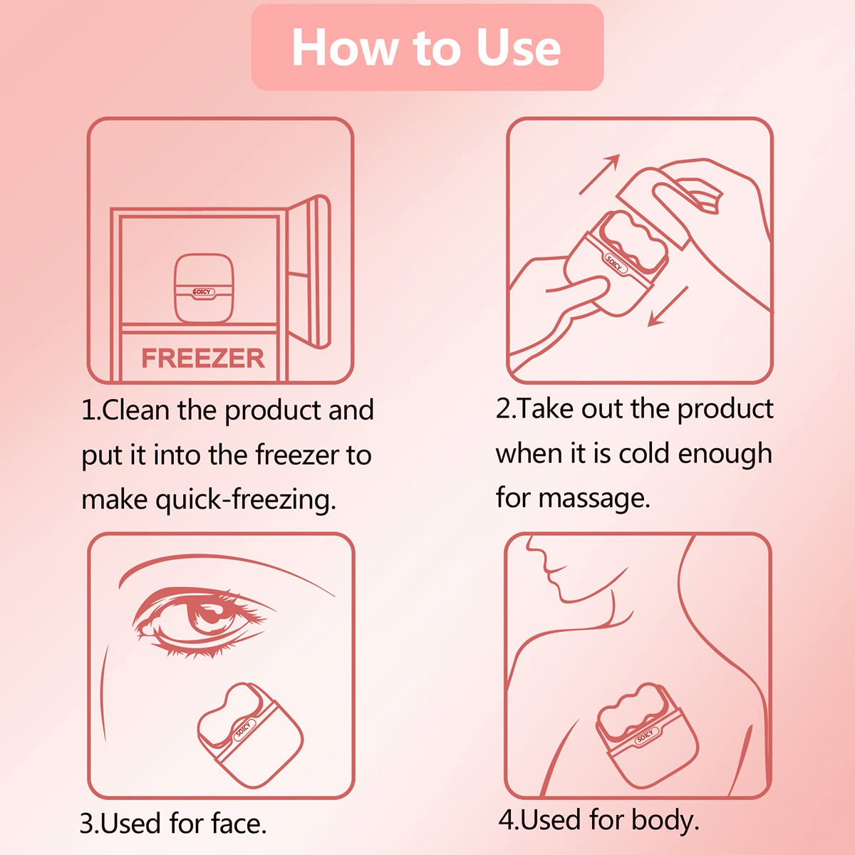 SRAVON 2-in-1 ice roller massager for face and body, featuring a cold compress for soothing skin relief.