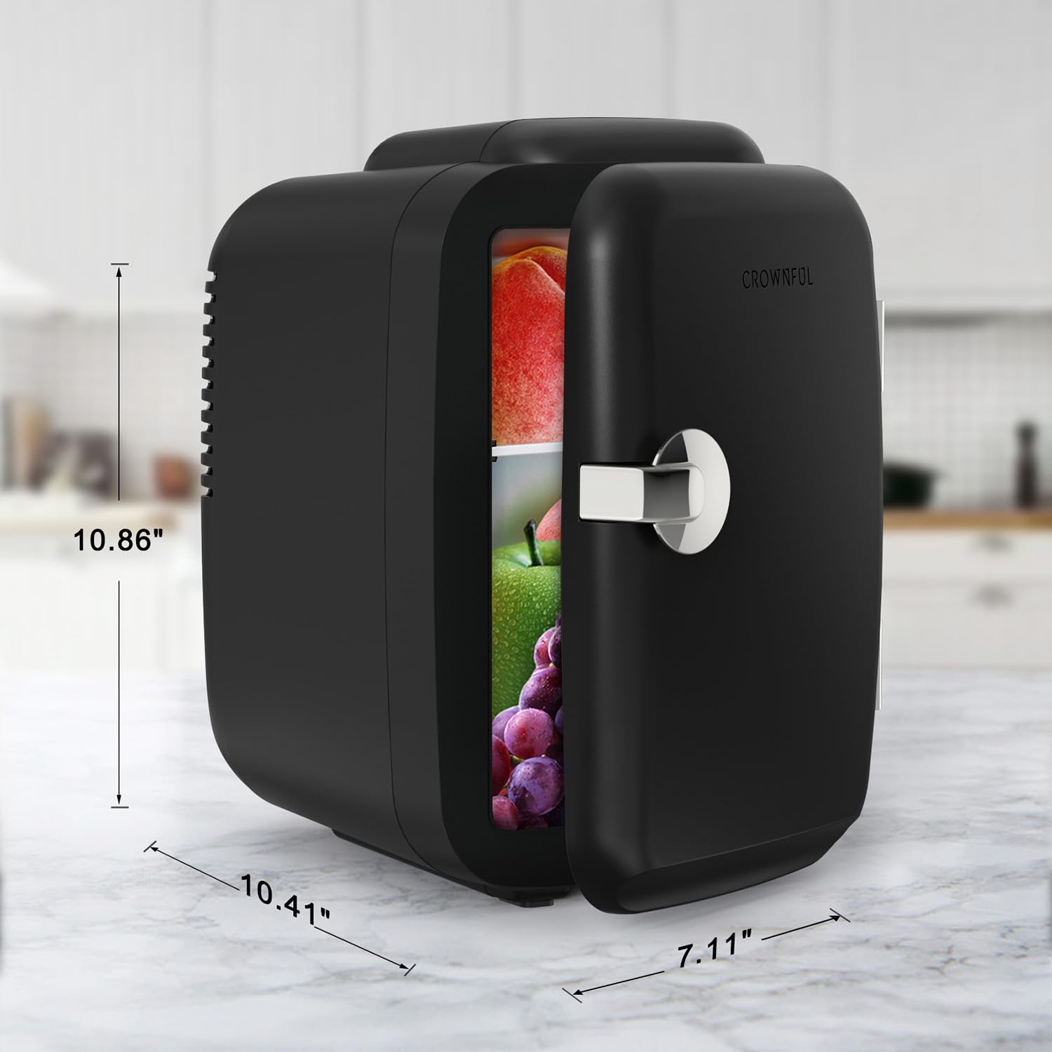 CROWNFUL Mini Fridge, 4 Liter/6 Can Portable Cooler and Warmer - CROWNFUL