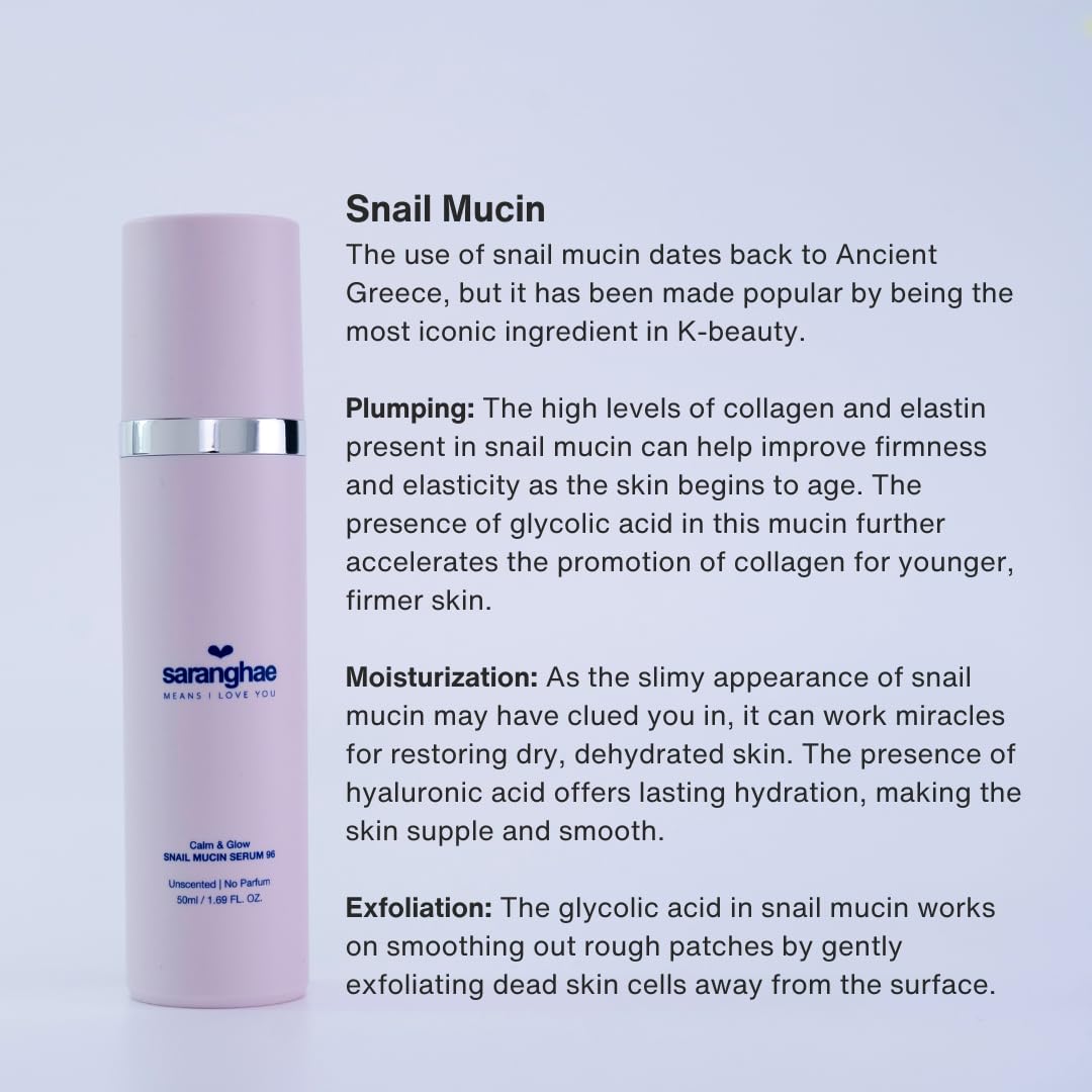 Saranghahe Snail Mucin Serum for Face with Niacinamide - Saranghae Means I Love You