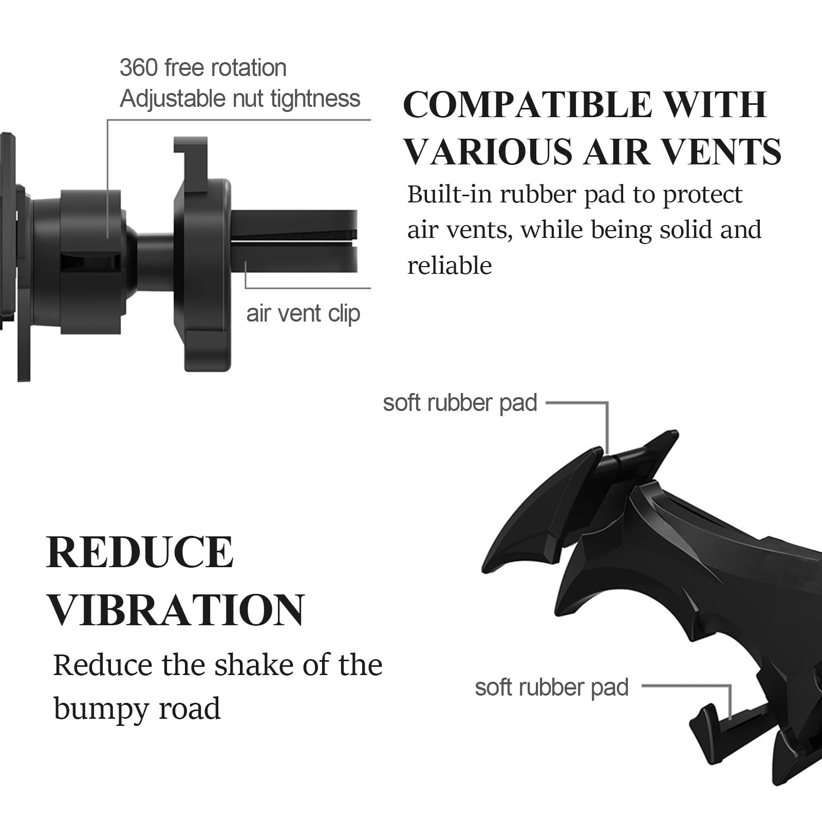 RFSRZ Bat Phone Holder for Car Vent, Cool Accessories, Gifts for Men, Universal - RFSRZ Official Product View 6