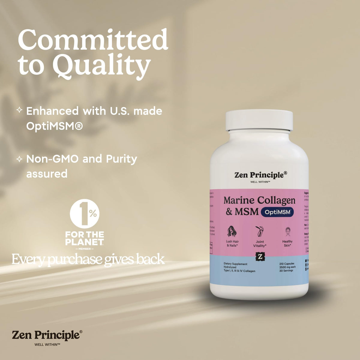 Zen Principle Marine Collagen Peptides Powder with OptiMSM - Zen Principle Official Imagery - 7