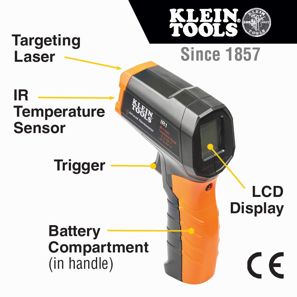 Klein Tools IR1 Infrared Thermometer with Targeting Laser - Premium Selection Official Imagery - 3