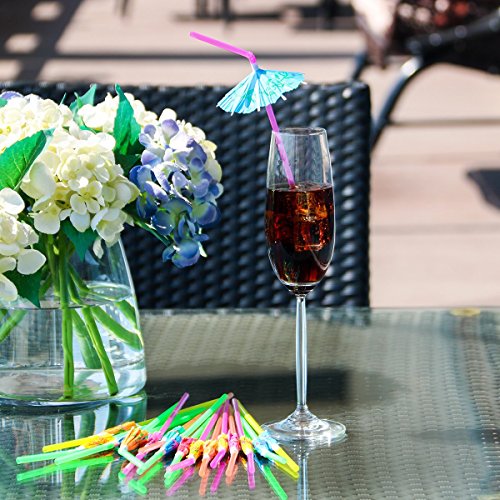 ALINK 50 Umbrella Parasol Drinking Straws, Hawaiian Beach - Product Imagery