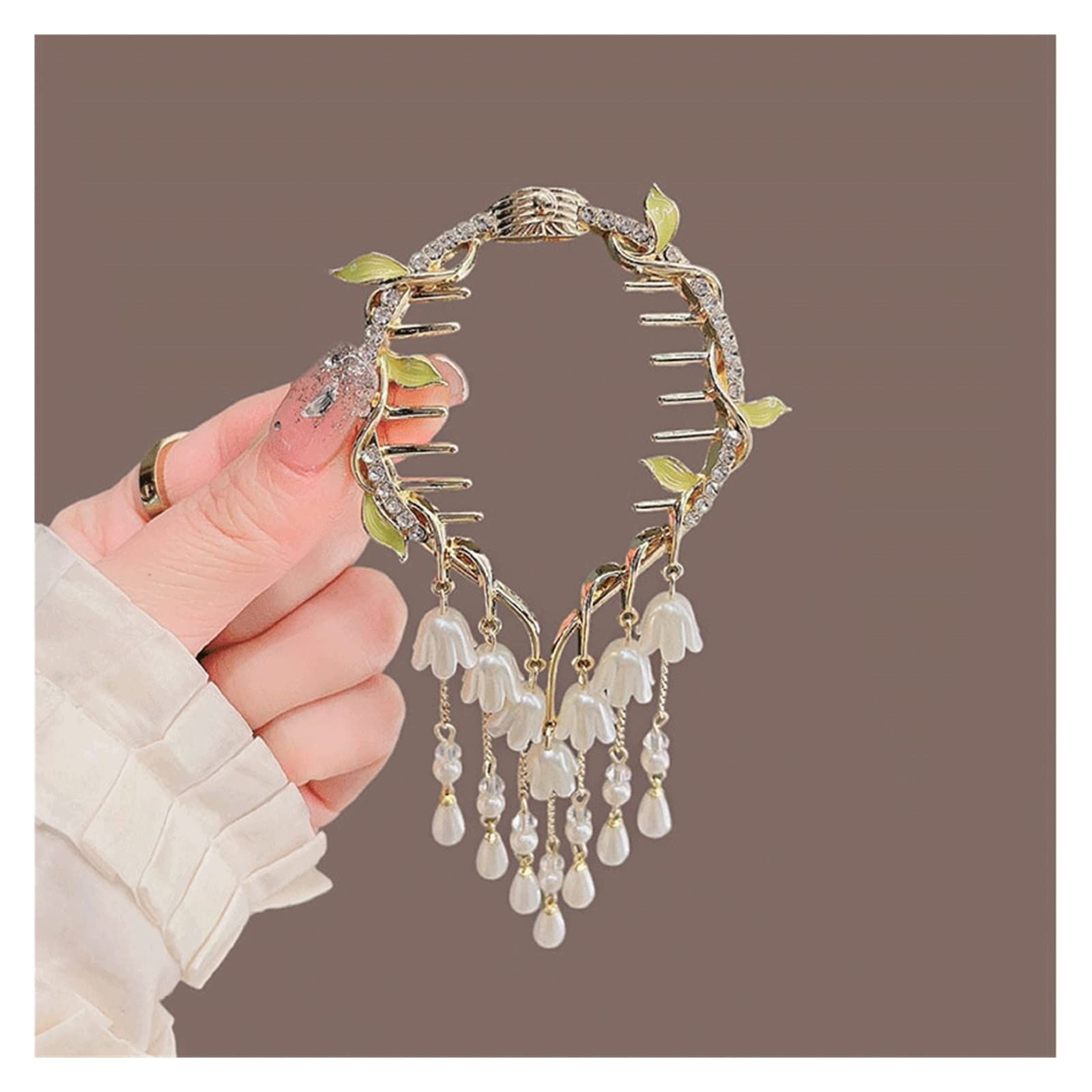 QERTYHJK bell orchid tassel hairpin with wind ball clip and dish-shaped back, suitable for feminine hair styling and headdresses.
