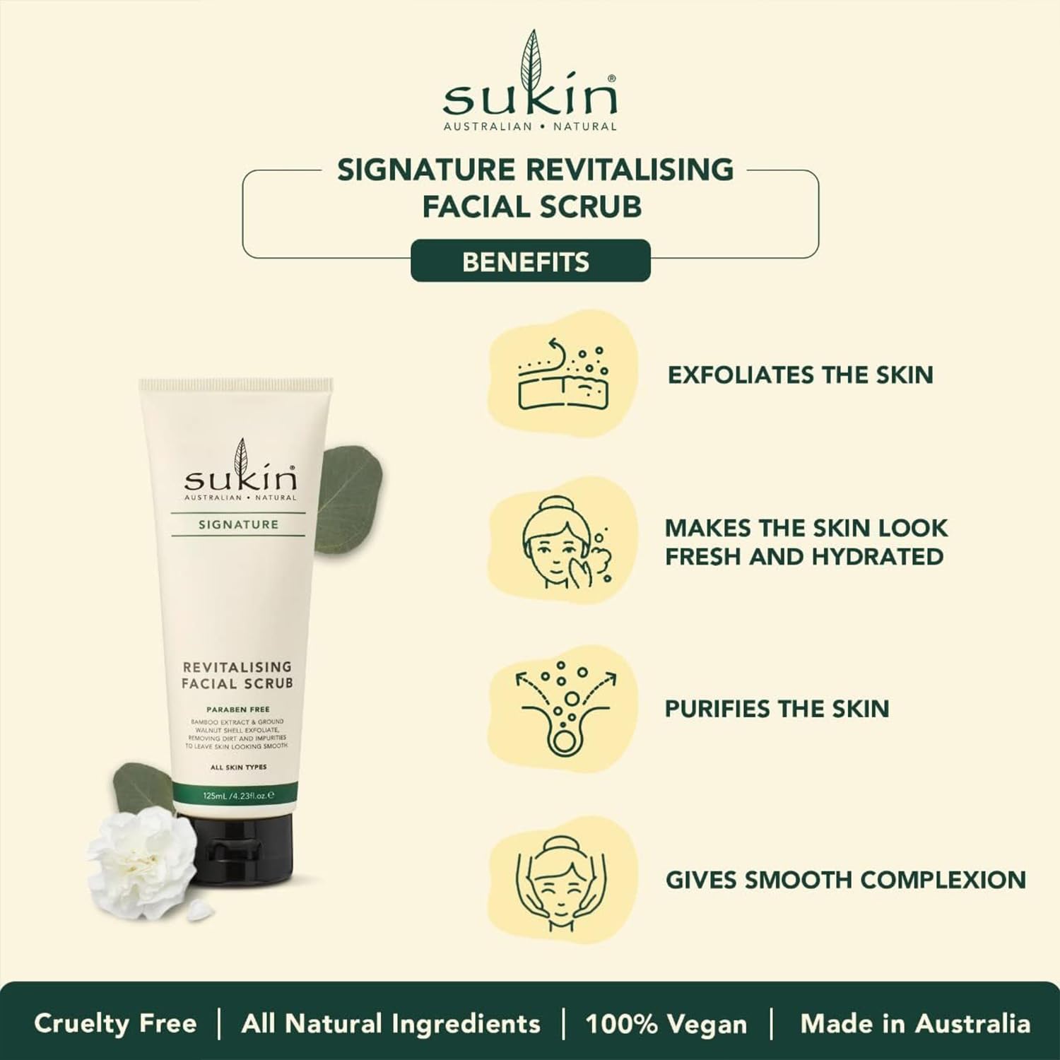 Sukin Organics Revitalizing Face Scrub, Hydrating Cream - Based Facial - Sukin Official Product View 5