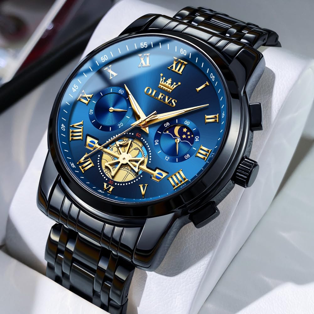 OLEVS Blue Men's Chronograph Dress Watch | Luxury Gift