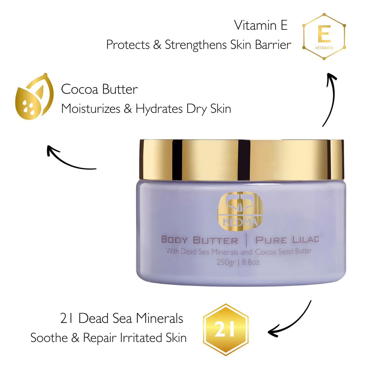KEDMA Pure Lilac Body Butter Nourishing Dead Sea Minerals - KEDMA Official Imagery - 4