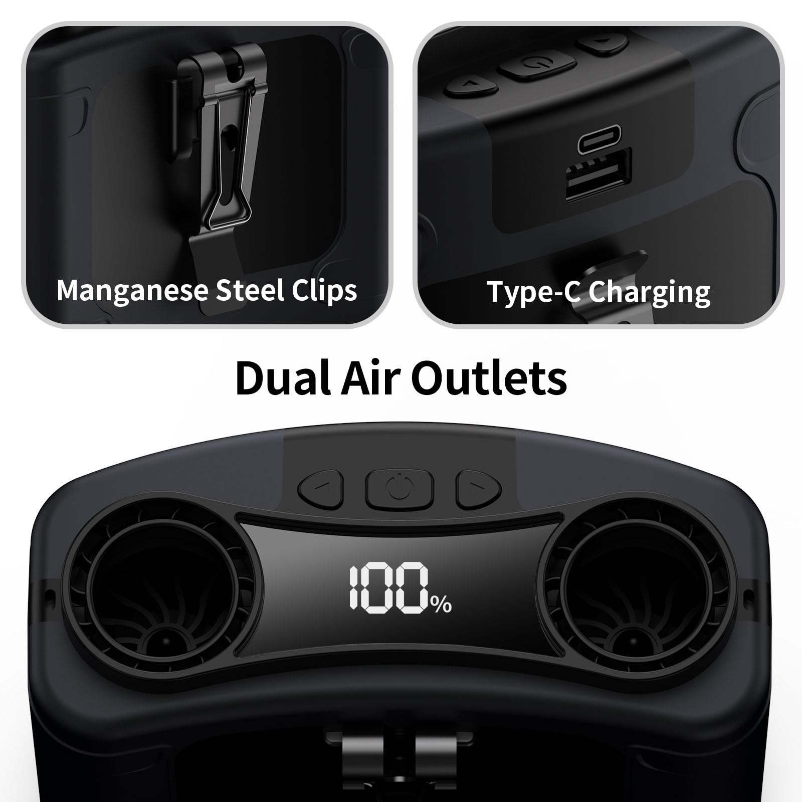 Socool fan Socool 10000mAh Portable Waist Fan Clip on Wearable Be by Socool fan - Angle View 7