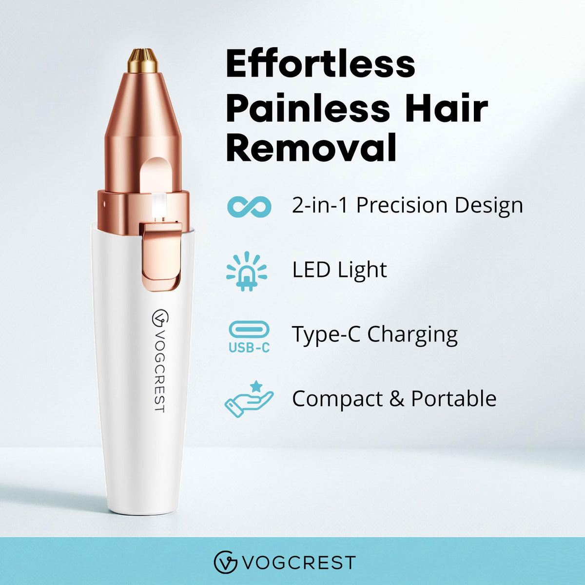 Rechargeable Eyebrow and Facial Hair Remover for Women - VG VOGCREST Official Imagery - 3