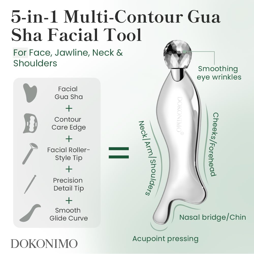 FSA HSA Eligible 5 in 1 Multi Contour Gua Sha Facial Tool - DOKONIMO Official Imagery - 6