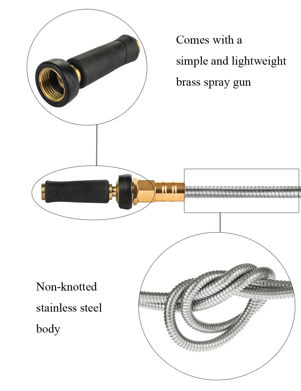 Rosy Earth Expandable Metal Garden Hose 75 FT - 304 Stainless Ste - Rosy Earth Official Product View 5