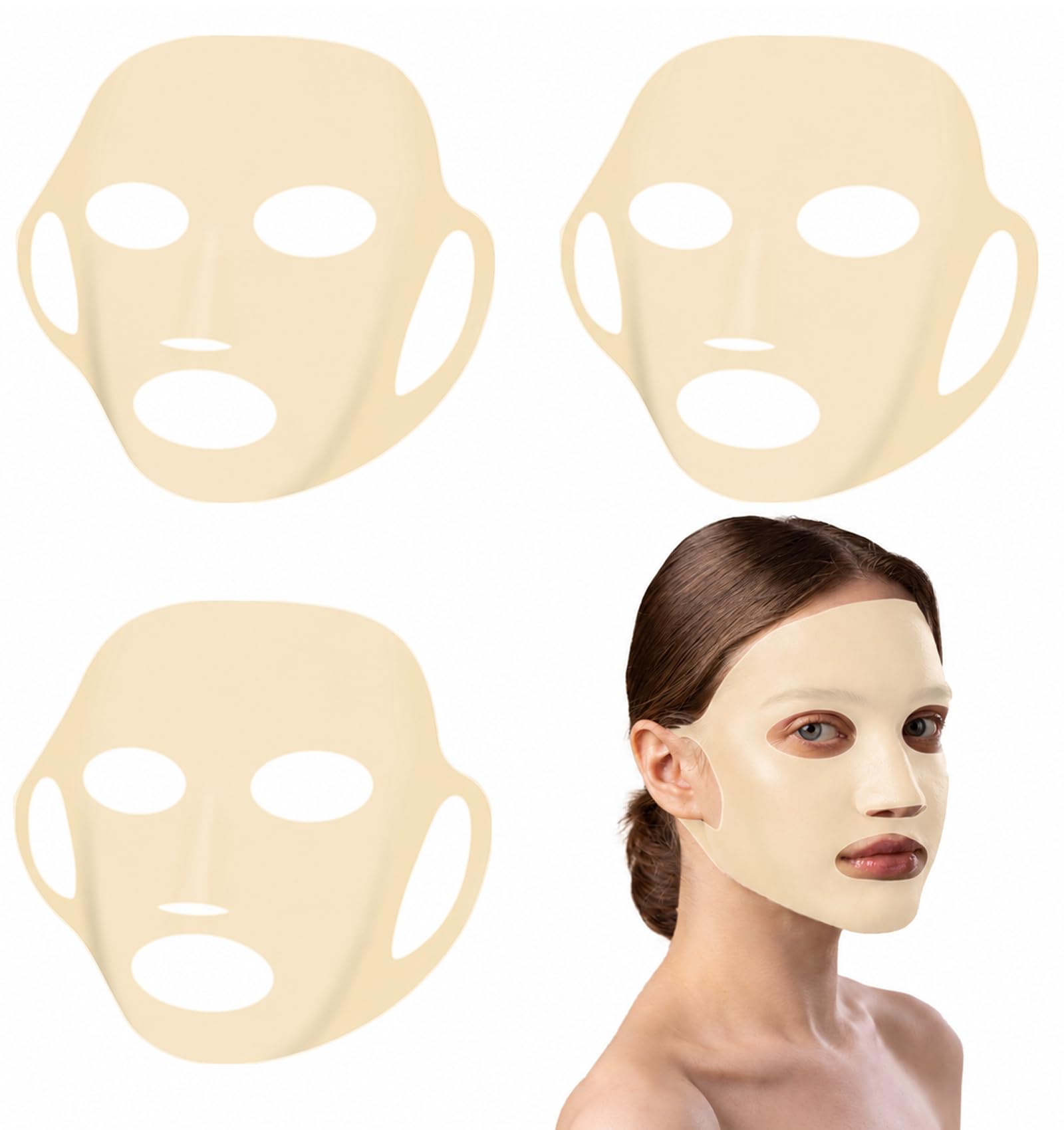 3 Pcs Reusable Silicone Face Mask, Sheet Mask Holder on Face - ValueBargain