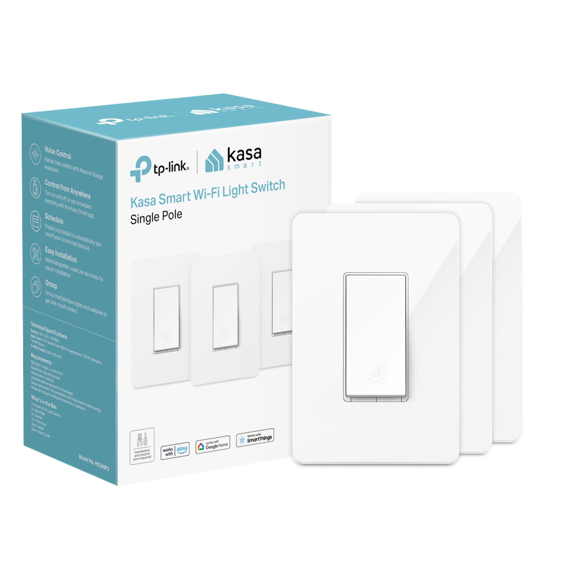 Kasa Smart Light Switch, Single Pole, Need Neutral Wire, HS200P3 - Kasa Smart Official Product View 2
