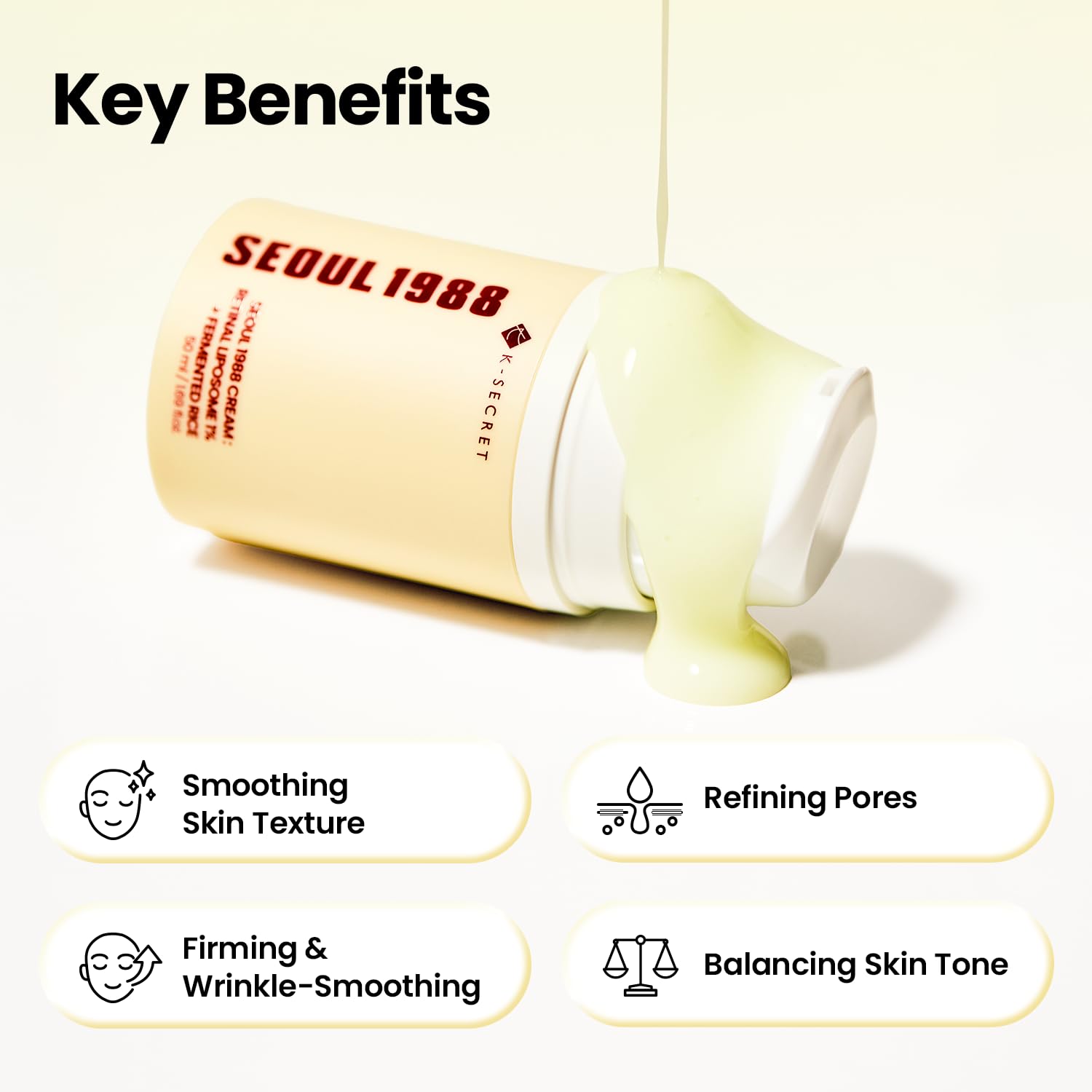 K-SECRET SEOUL 1988 Retinal Cream | Gentle Retinal Liposome 1% Formula for Sensitive Skin | Daily Fine Lines & Skin Texture Care | Niacinamide, Bakuchiol | Korean Skincare, 50ml / 1.69 fl oz - K-SECRET Official Product View 4