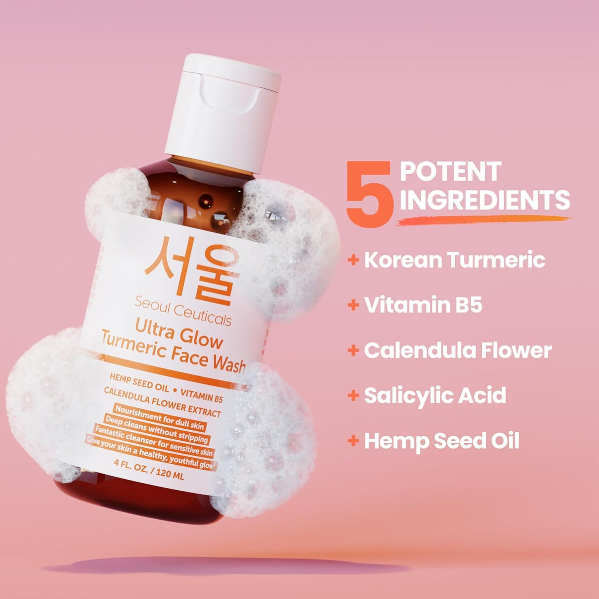 SeoulCeuticals Korean Turmeric Face Wash Brightening - SeoulCeuticals Official Product Imagery - 5