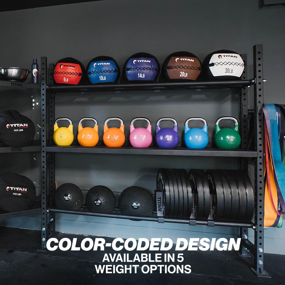 Titan Fitness Soft Leather Medicine Wall Ball Color Coded - Titan Fitness Official Imagery - 6