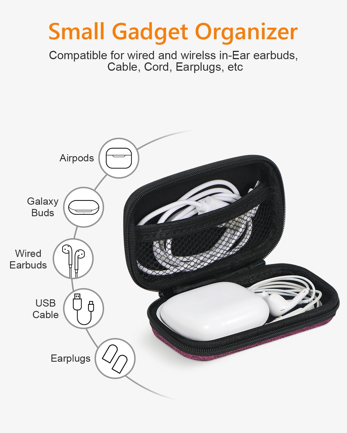 GLCON Mini Hard Earbud Case, Grape-Purple Cute Pouch for Samsung JBL Sony - GLCON Official Product View 7