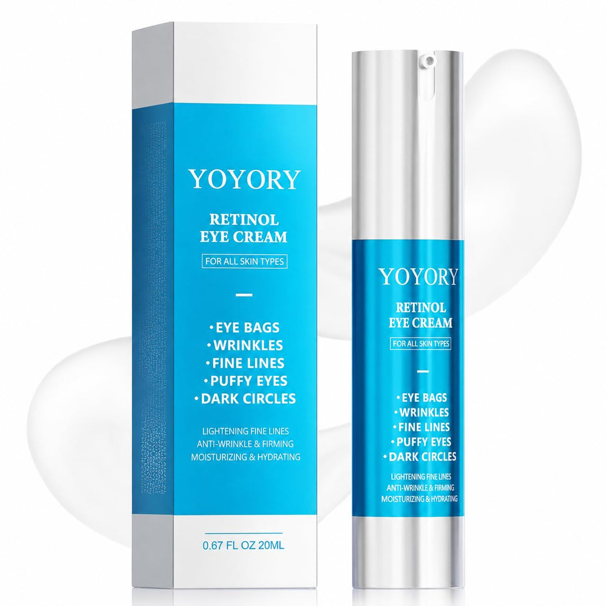 YOYORY Retinol Eye Cream for Eye Bags - Anti-Aging Under Eye Treatment for Dark Circles, Wrinkles,Fine Lines, Puffiness 