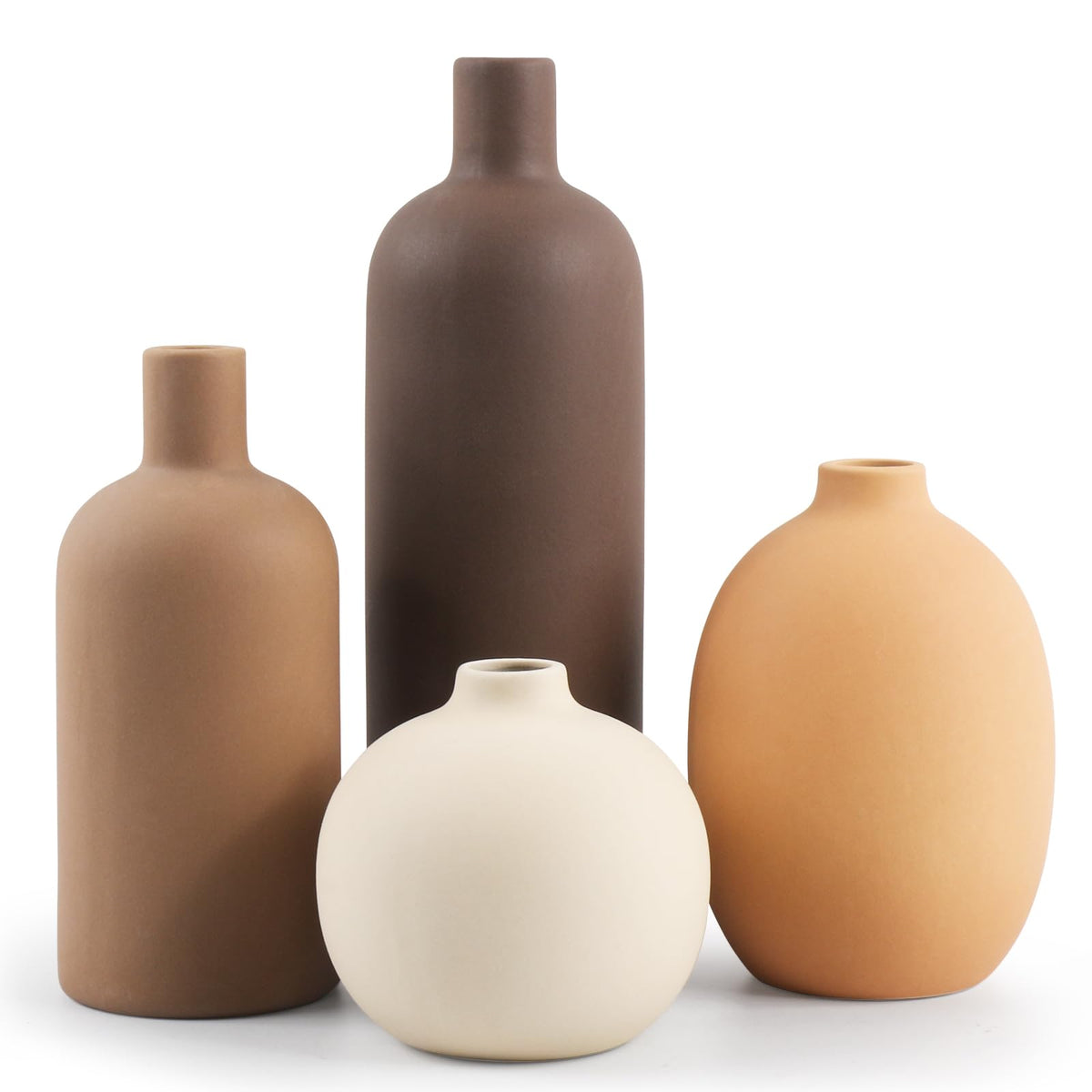 Ceramic Neutral Vase Set of 4 for Farmhouse Home Decor - Youmajiajudecor Official Imagery - 1
