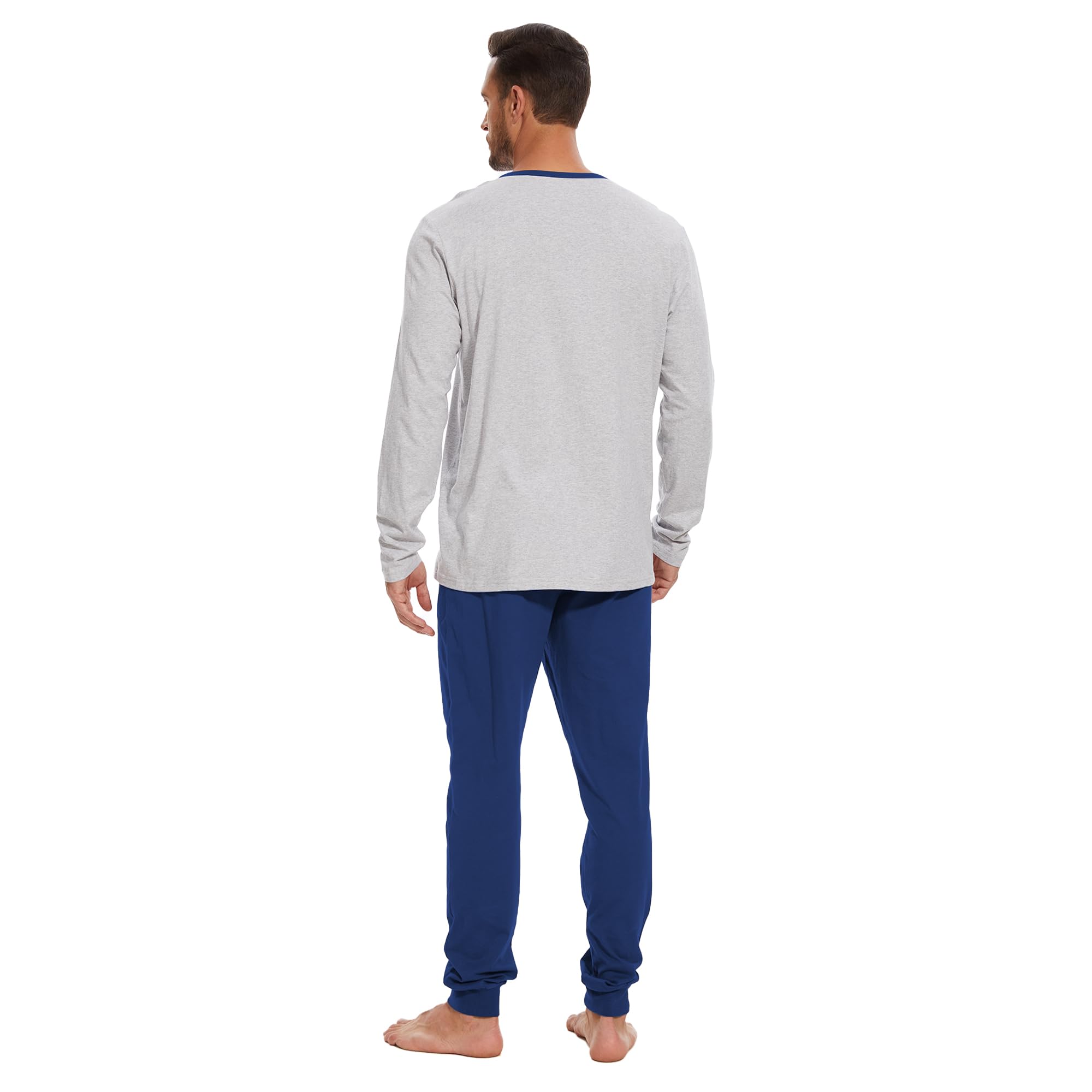 Navisting Men's 100% Cotton Henley Pajama Set 2-Piece Lounge Slee - Navisting Official Product View 2