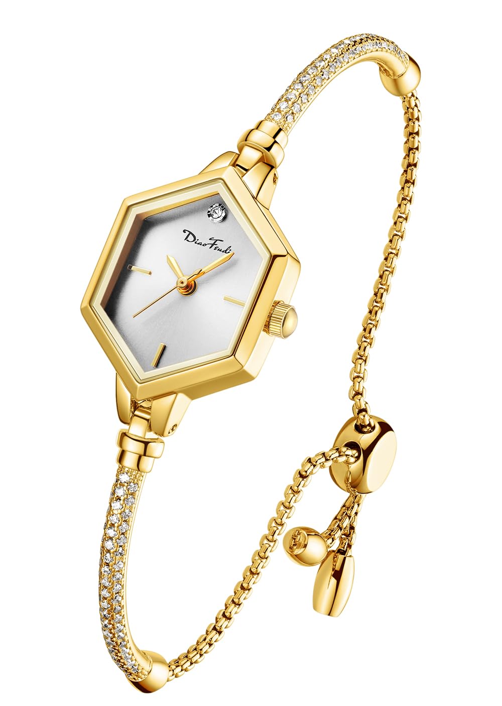 Rose Gold Petite Bracelet Watch for Women Diamond Dress - Diaofendi Official Imagery - 2