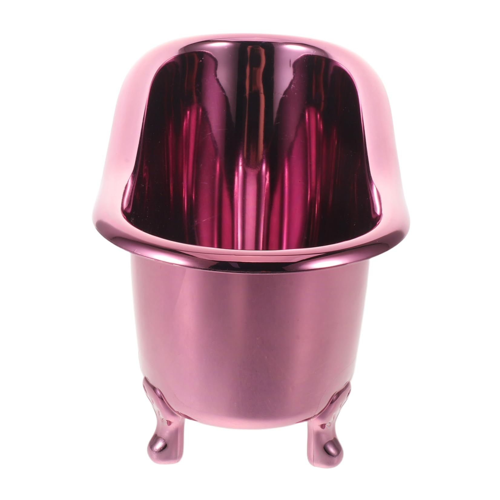 ULTECHNOVO Mini Bathtub Cosmetic Storage Organizer Box, Metal Purple 25x13x15cm, Desktop Makeup Display Stand for Skincare and Nail Polish, Bathroom Counter Sundry Storage Holder
