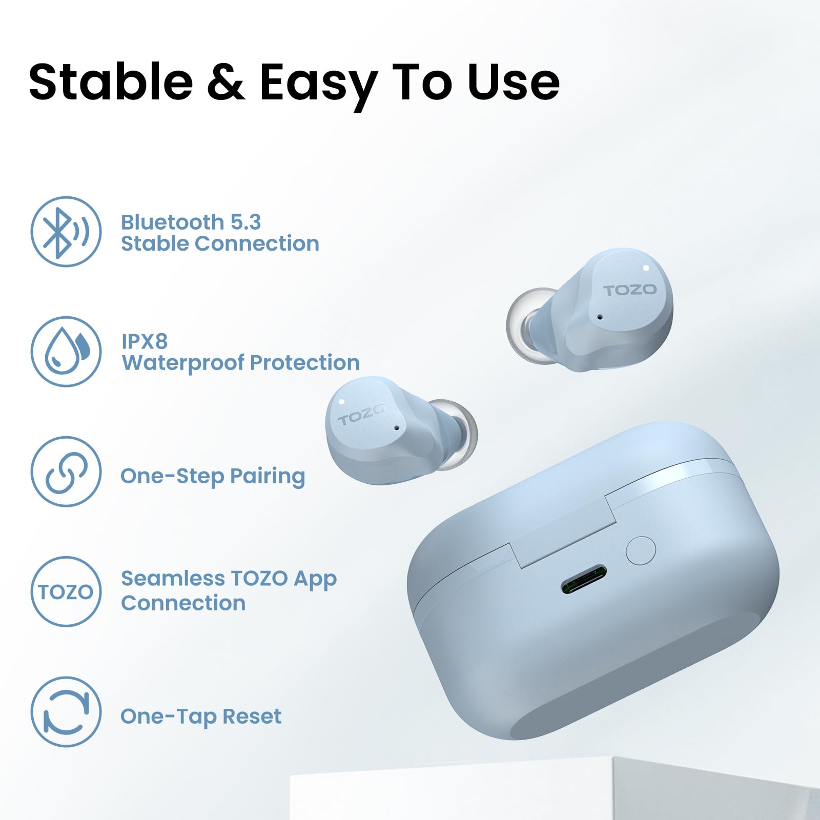 TOZO NC9 Hybrid Active Noise Cancelling Wireless Earbuds, 60H, LE - TOZO Official Product View 9