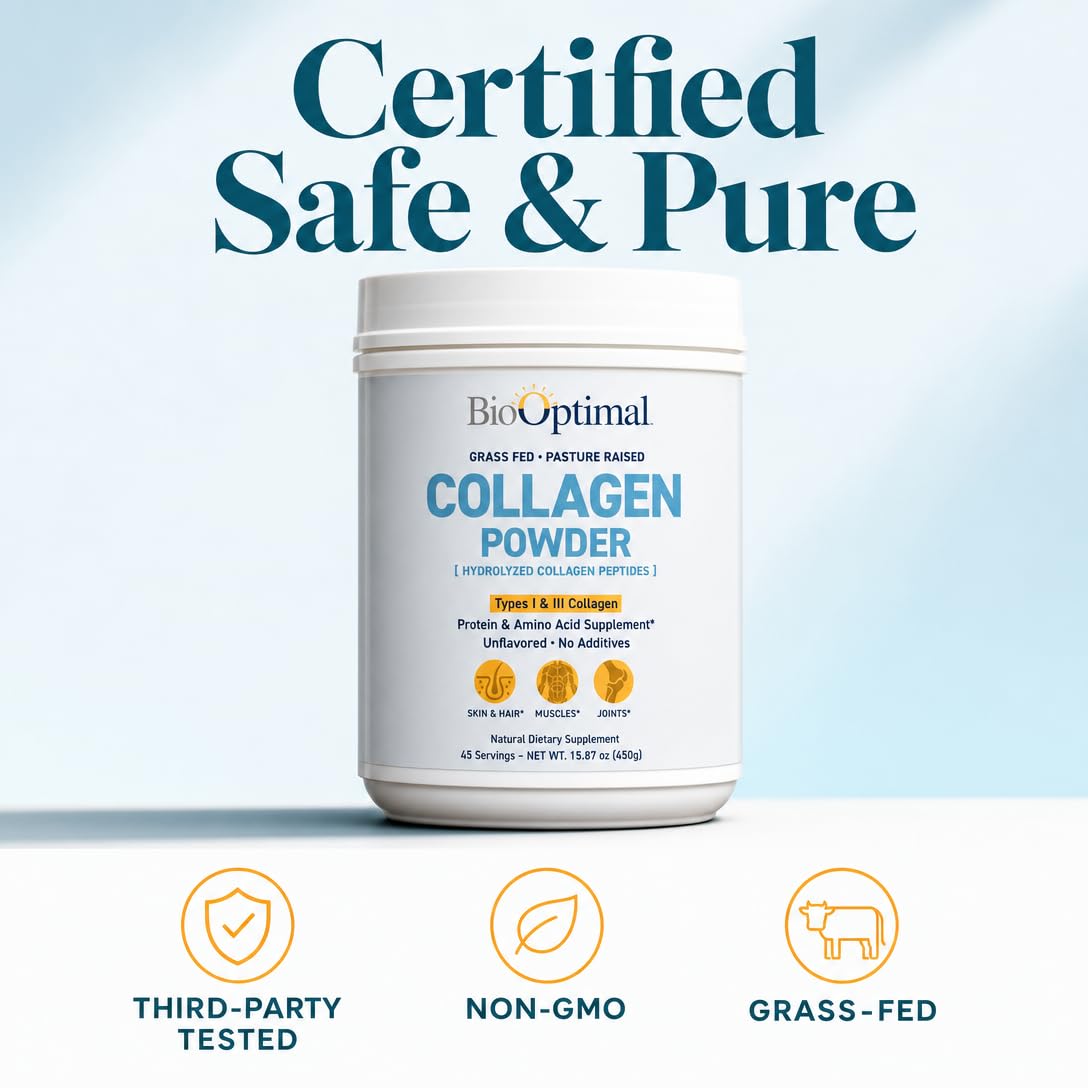 BioOptimal Grass Fed Hydrolyzed Collagen Powder Unflavored - BioOptimal Official Imagery - 6