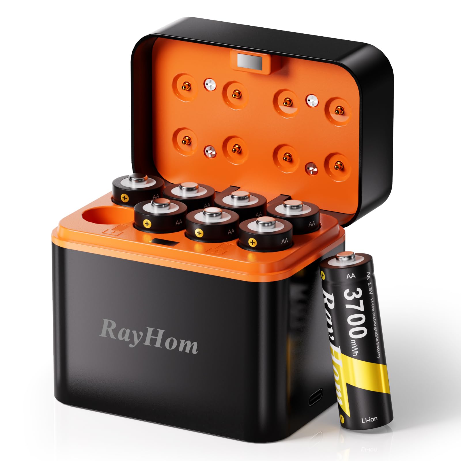 RayHom 8 Pack Rechargeable AA Lithium Batteries with Charger for - RayHom Official Product View 1