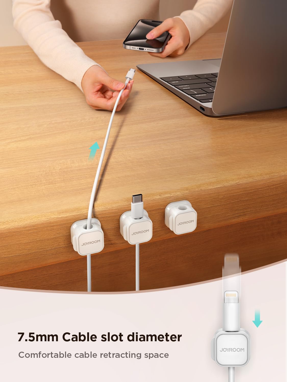 JOYROOM 9 Pack Magnetic Cable Clips, Cord Organizer Adhesive Wire by JOYROOM - Angle View 4