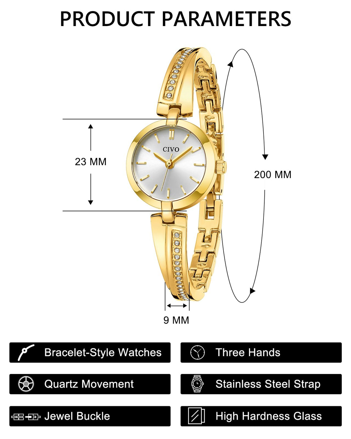 CIVO Dainty Watches for Women Gold Ladies Bracelet Watch for - CIVO Official Imagery - 5