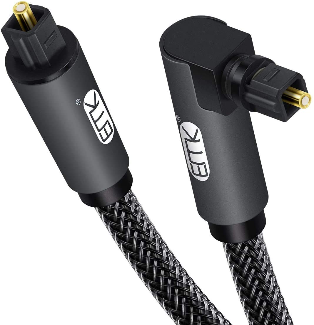 EMK 90 Degree Toslink Optical Cable 360 Degree Free-Rotating Plug by EMK - Angle View 2