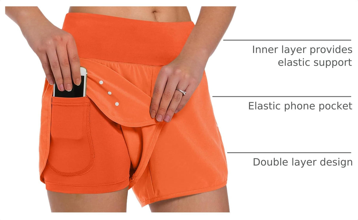 Ksmien Women s 2 in 1 Running Shorts with Liner Phone - Ksmien Official Imagery - 5