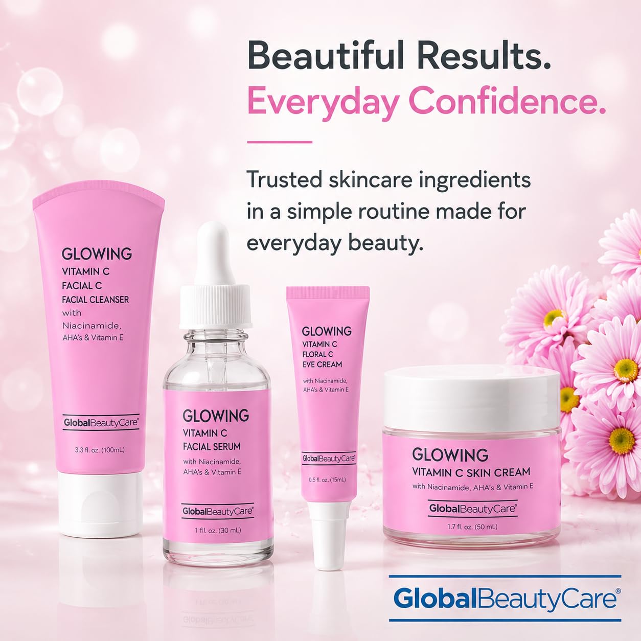 Global Beauty Care Glowing Vitamin C Skin Care Routine Bundle Kit - Global Beauty Care