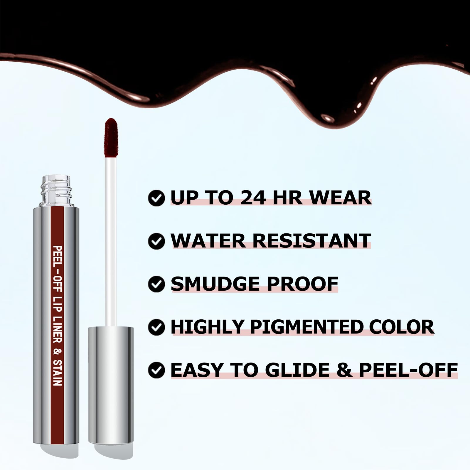 Cilrofelr Peel Off Lip Liner Stain, Long Wear Tattoo Lip Liner with Tw - View 4